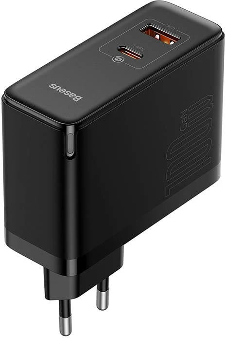 Karikues rrjeti Baseus GaN Pro Fast Charger C+U 100W me kabllo 1m, i zi