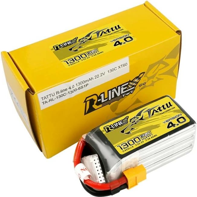 Bateri LiPo Tattu R-Line 4.0, 1300mAh, 22.2V, 130C, 6S1P, XT60