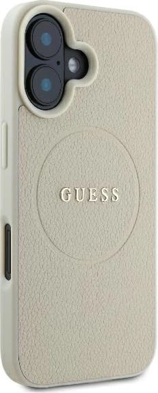 Mbështjellës Guess Grained Ring MagSafe për iPhone 16, Bezhe Mbështjellës Guess Grained Ring MagSafe për iPhone 16, Bezhe