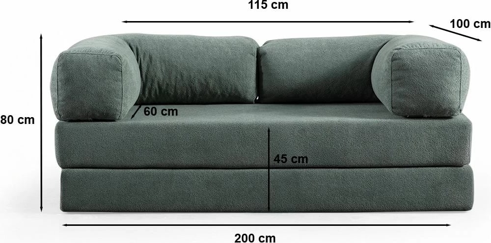 Divan-krevat dy ulëshe, ngjyrë e gjelbër, Atelier del Sofa, Via Con