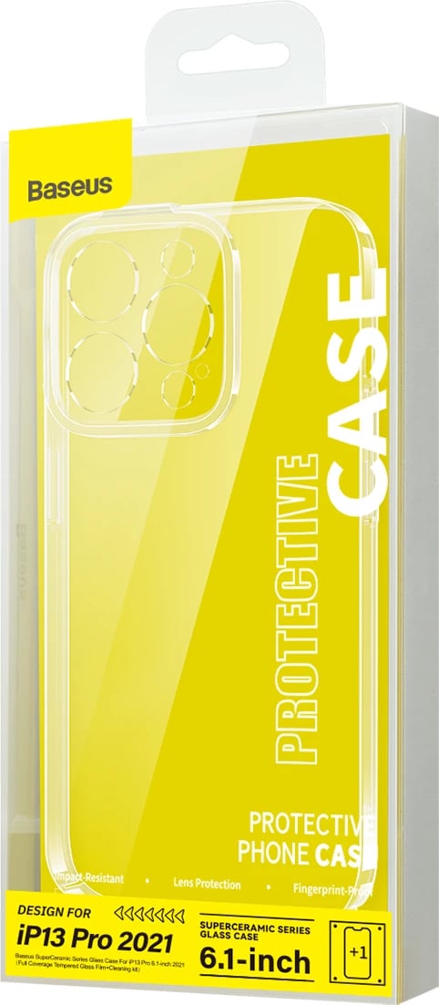 Mbështjellës Baseus SuperCeramic Series për iPhone 13 Pro 6.1", Transparent, me set pastrimi Mbështjellës Baseus SuperCeramic Series për iPhone 13 Pro 6.1", Transparent, me set pastrimi