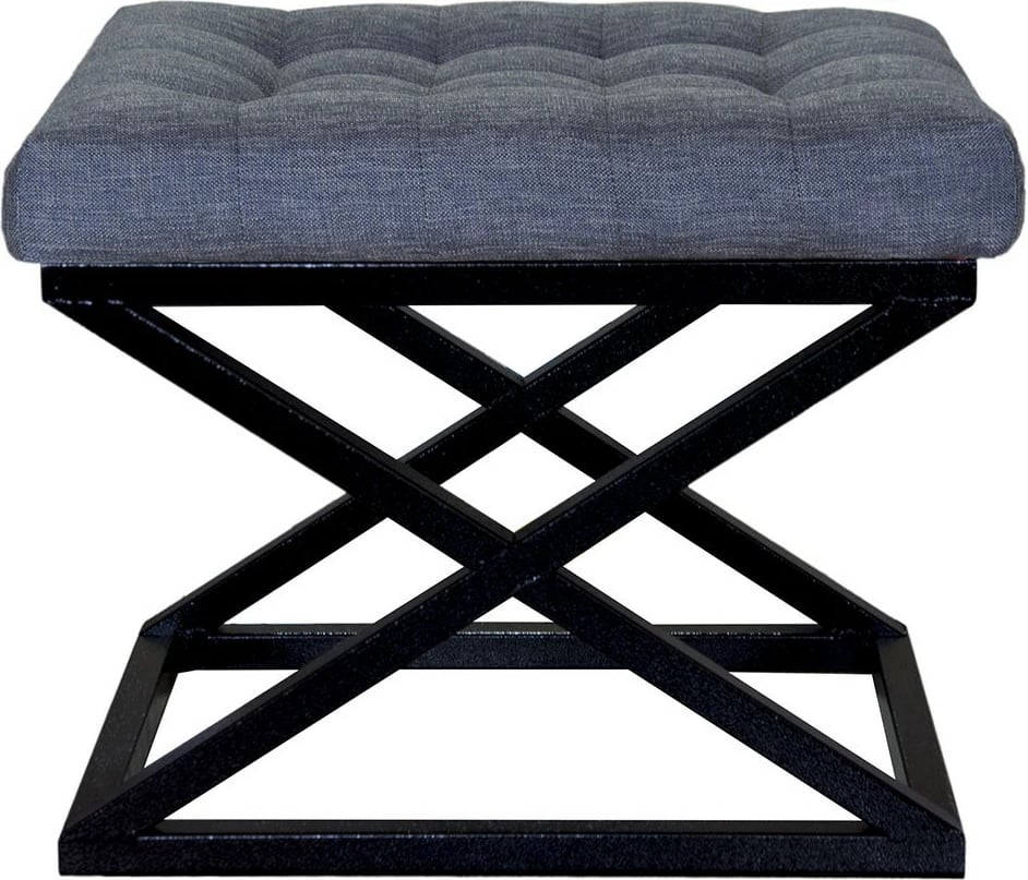 Puf Atelier del Sofa, këmbëza kryq, ngjyrë e zezë, blu