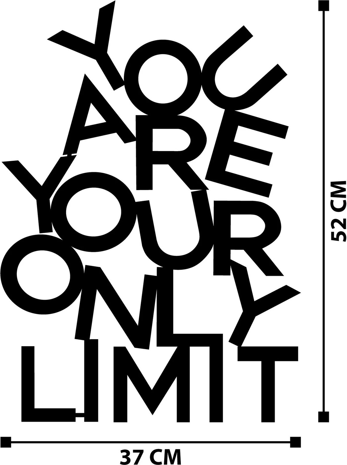 Aksesor dekorativ muri prej metali Wallity, Limit, ngjyrë e zezë, 37x52cm