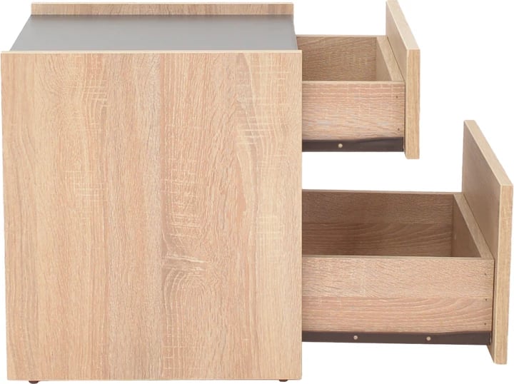 Komodinë anësore Comcie, ngjyrë natyrale me gri, 50x42x45.5cm
