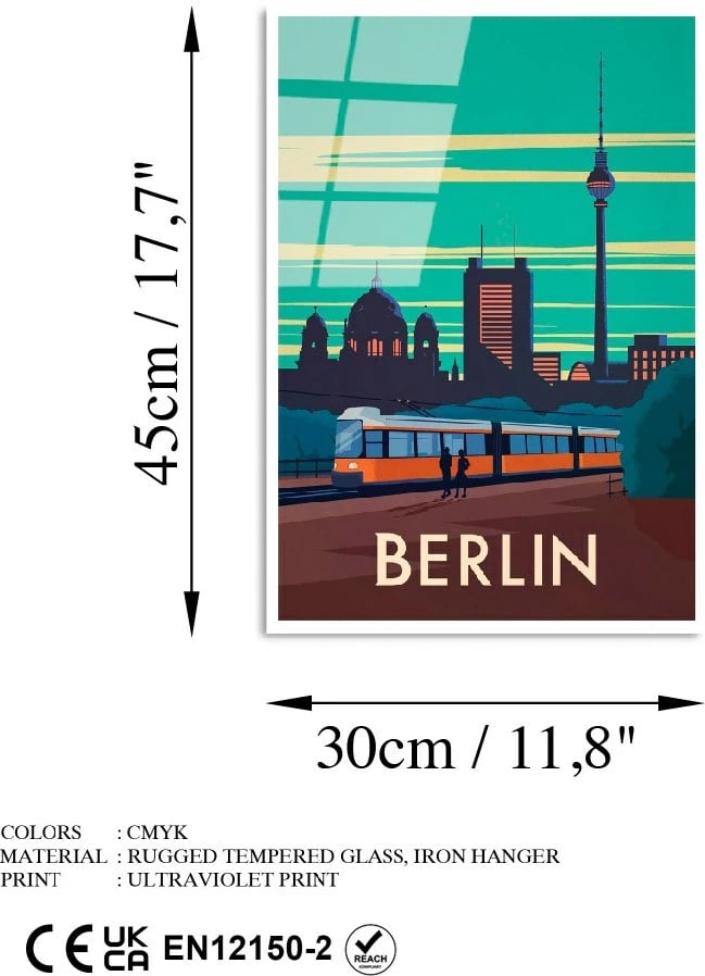 Pikturë dekorative prej xhami të temperuar, Wallity, UV-1004, 30x45cm