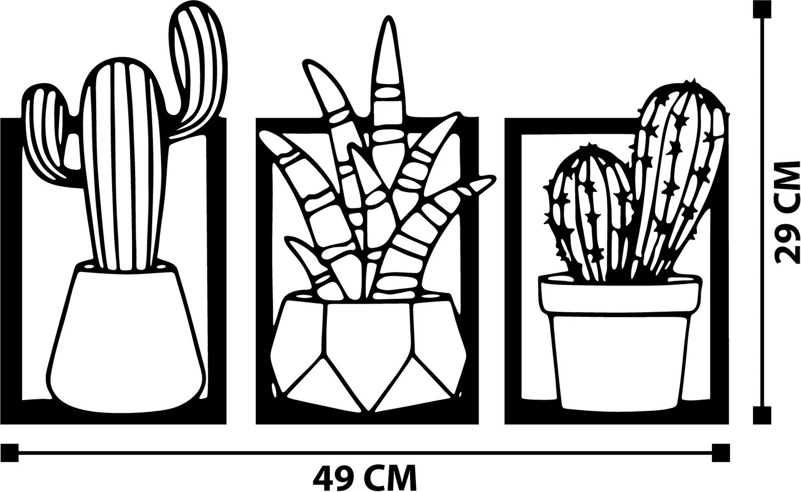 Aksesor dekorativ metalik për mur Wallity, Nazen, ngjyrë e zezë, 49x29cm