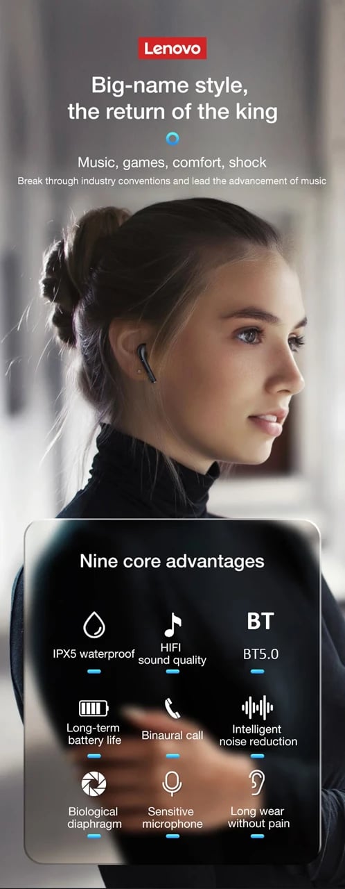 Dëgjuese Lenovo LP50, të zeza