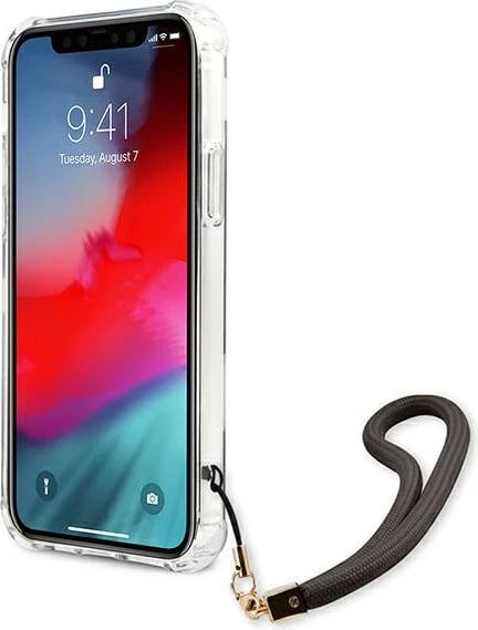 Mbështjellës Guess GUHCP12LKSMAGR për iPhone 12 Pro Max 6.7", Marble Collection, Gri me varëse