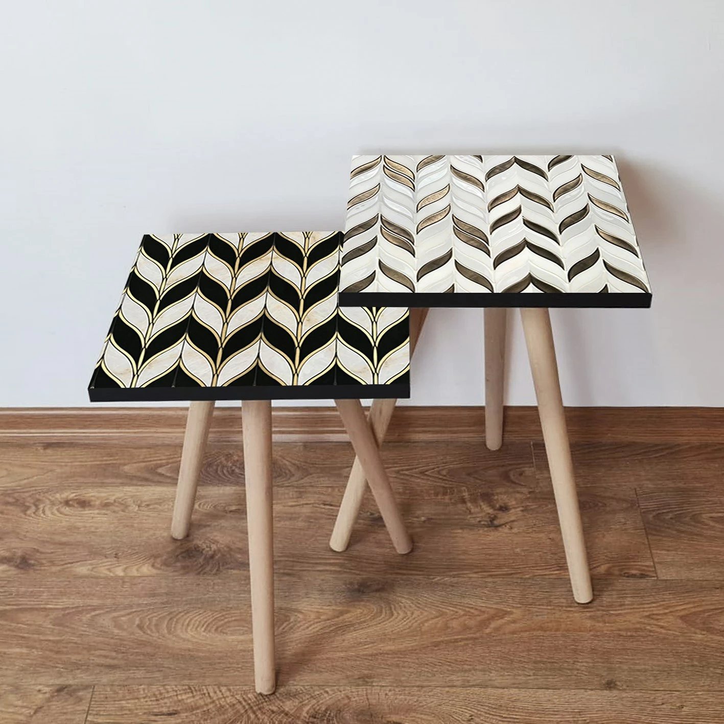 Tavolina ndihmëse të vendosshme (2 copë), Skye Decor, 2Shp492, ngjyrë e zezë