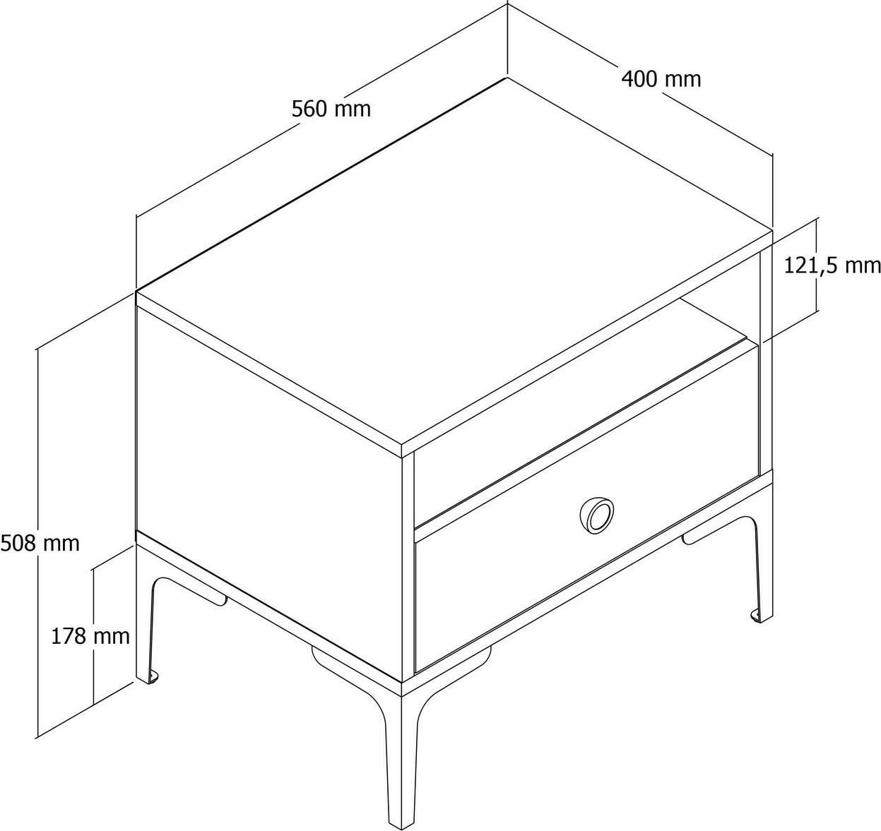 Komodinë natës Hanah Home, Lizbon 533, ngjyrë arre dhe krem