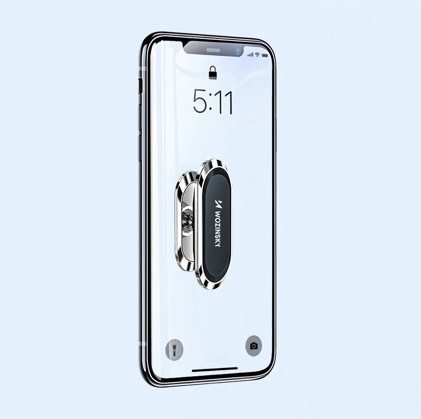 Mbajtës magnetik për telefon Wozinsky WMH-06, vetë-ngjitës, rrotullim 360°, argjendtë/zi