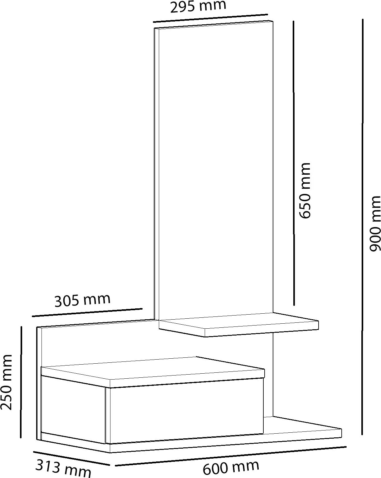 Stendë korridori Hanah Home, Rozella, ngjyrë lis dhe antracit, me pasqyrë dhe sirtar