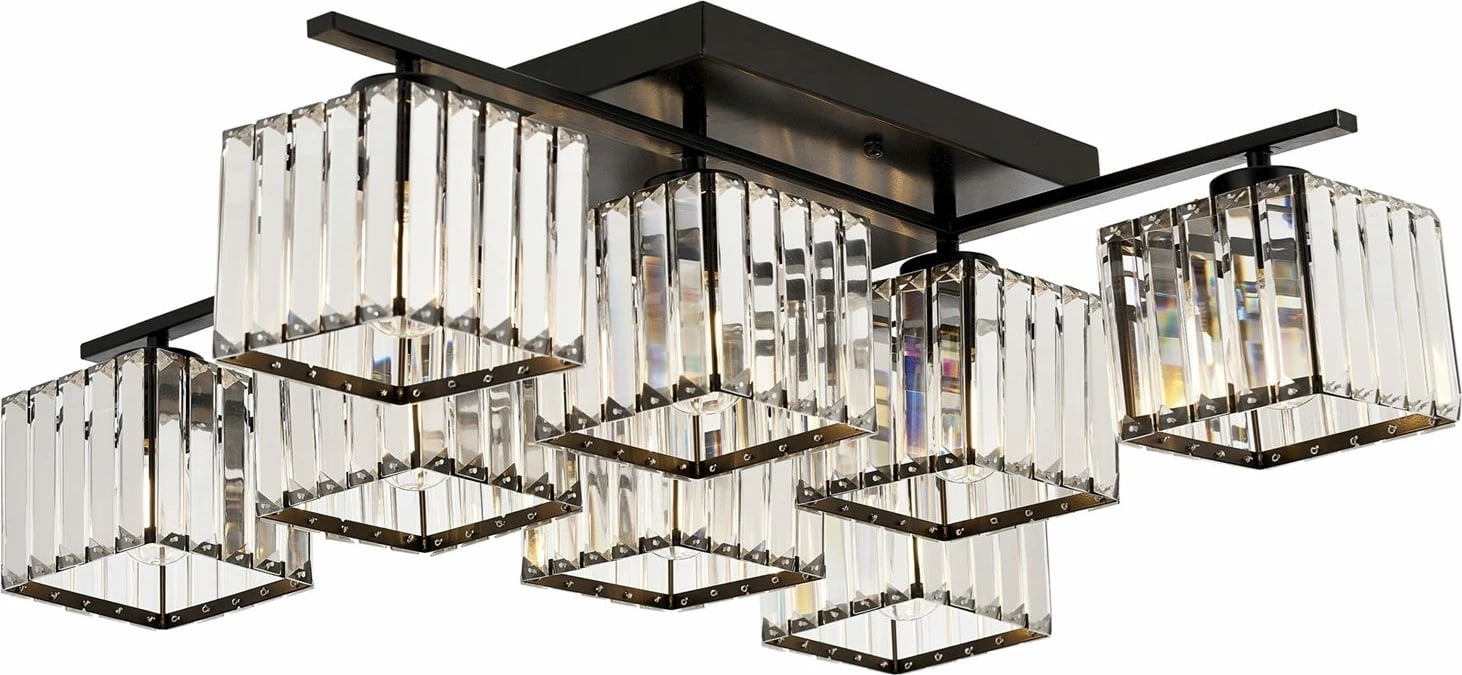 Llambadar Opviq, AV-1795-8Bsy, ngjyrë e zezë, e bardhë, bronzi, 8 llamba