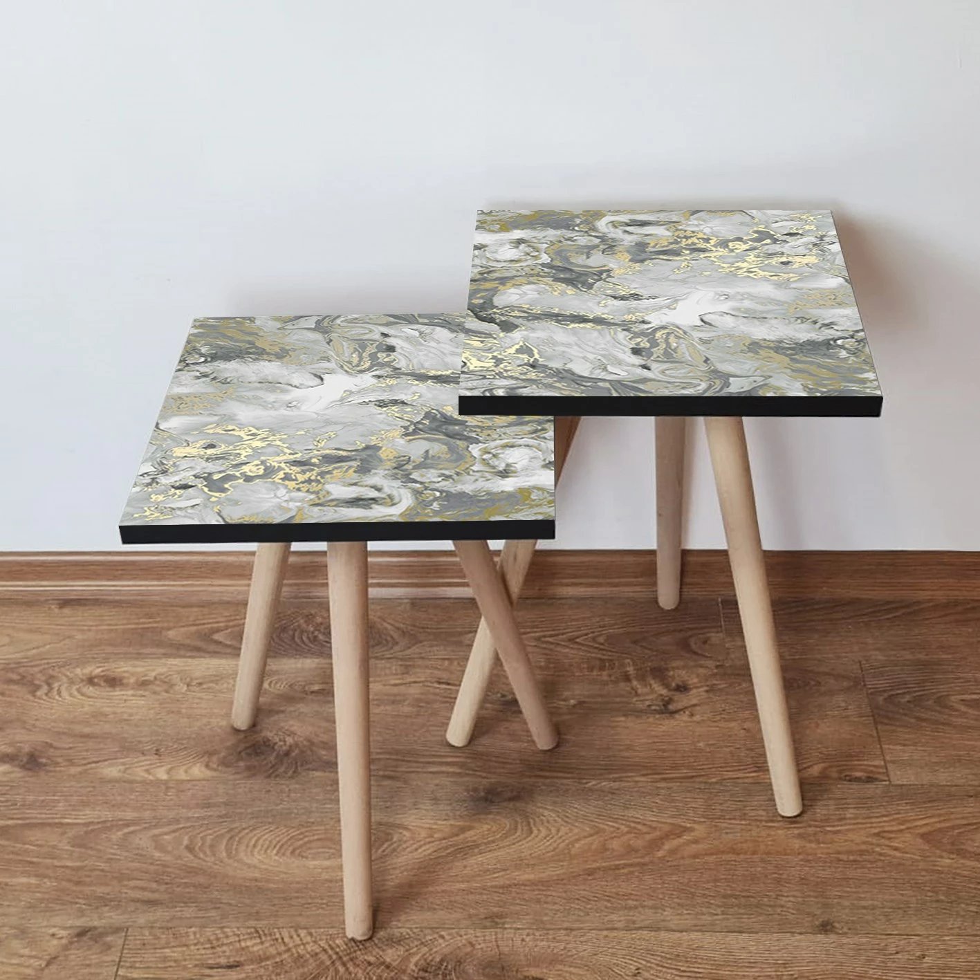 Set tavolinash ndihmëse, dy copë, Skye Decor, 2Shp163, gri