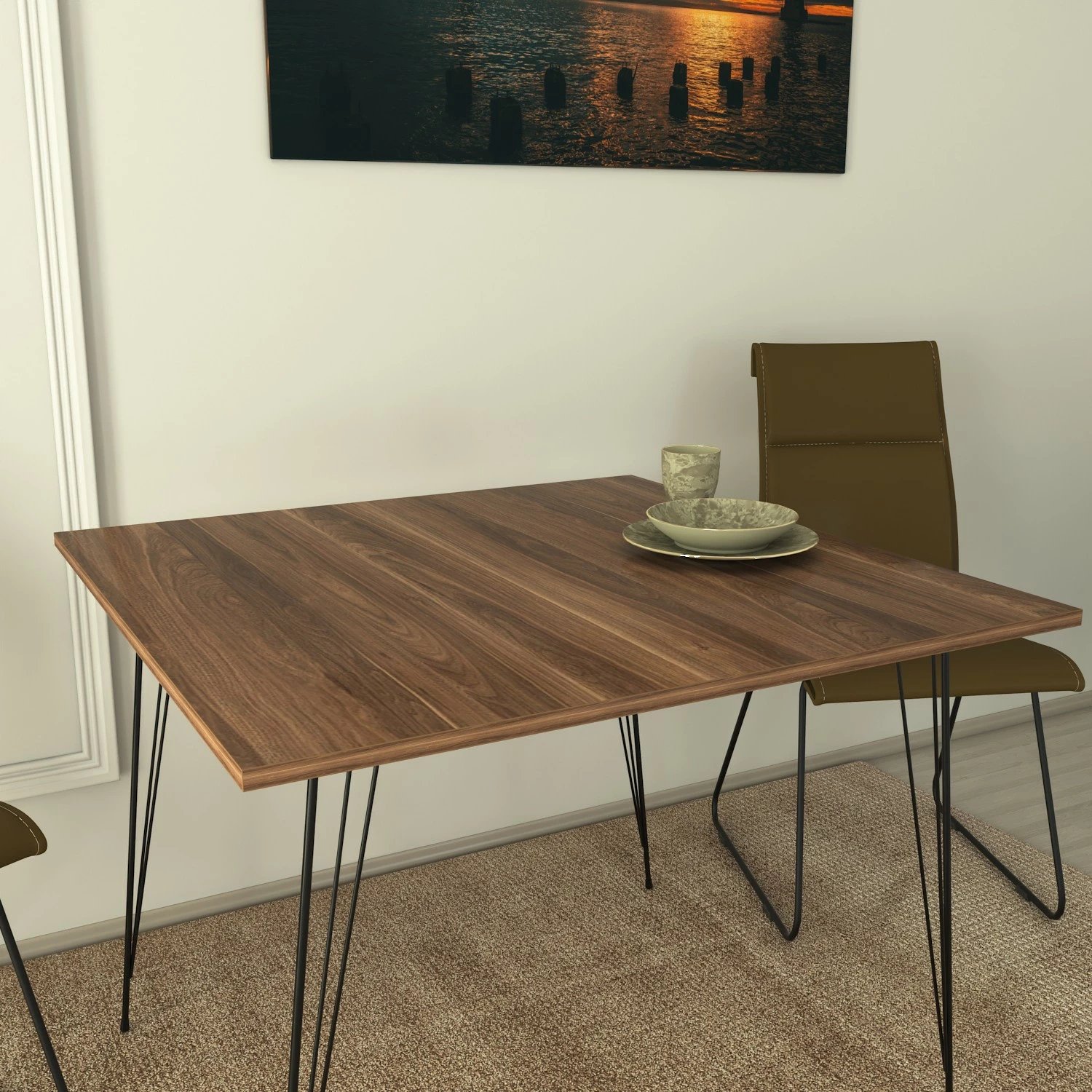 Tavolinë Hanah Home, katrore Sandalf, ngjyrë arre