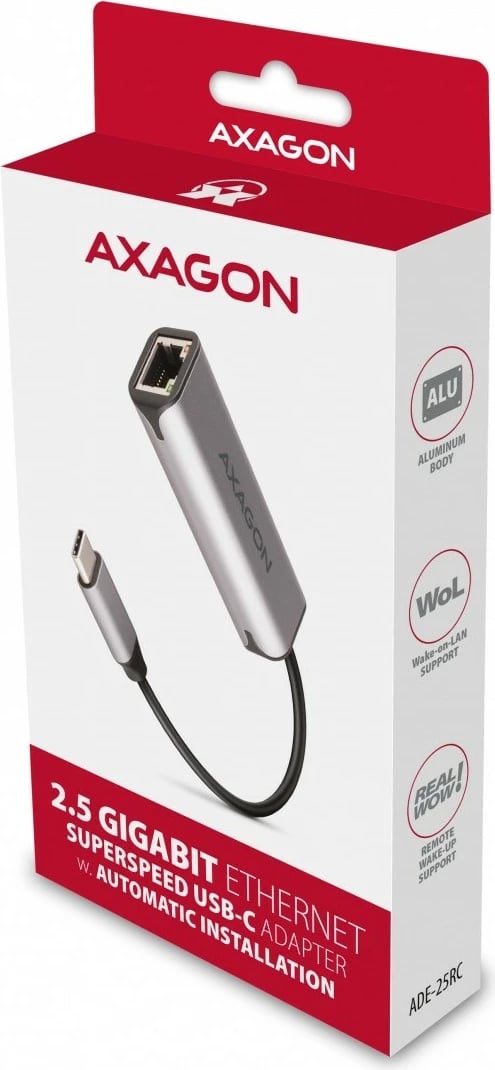 Kartë rrjeti AXAGON ADE-25RC, 2.5 Gigabit Ethernet, USB-C 3.2 Gen 1, Gri
