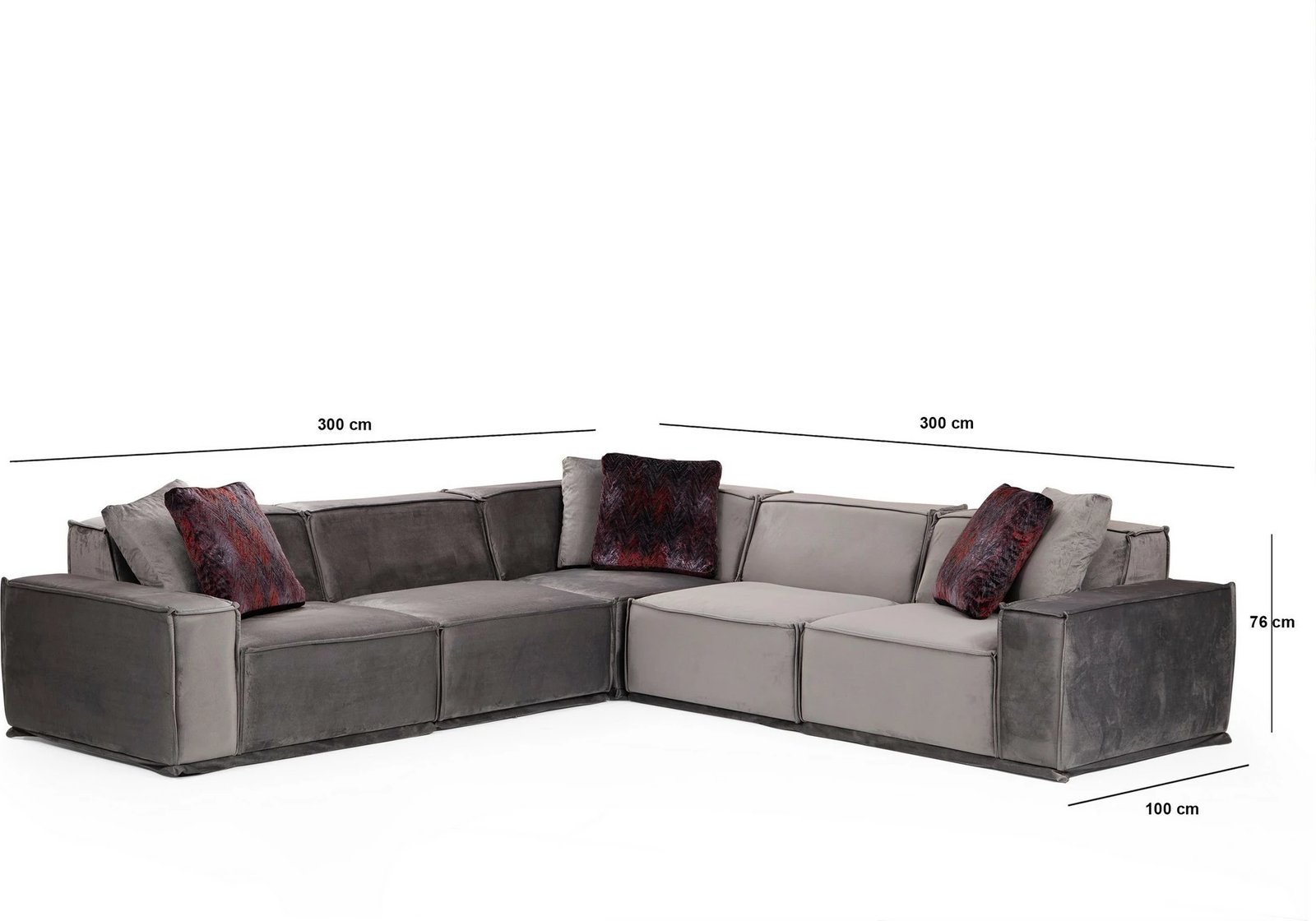 Kënd-sofë Atelier del Sofa, Lego Corner 3 (L1-O1-C-O1-1R), ngjyrë gri