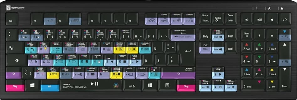 Tastierë LogicKeyboard Astra 2 DE për DaVinci Resolve, PC, e zezë