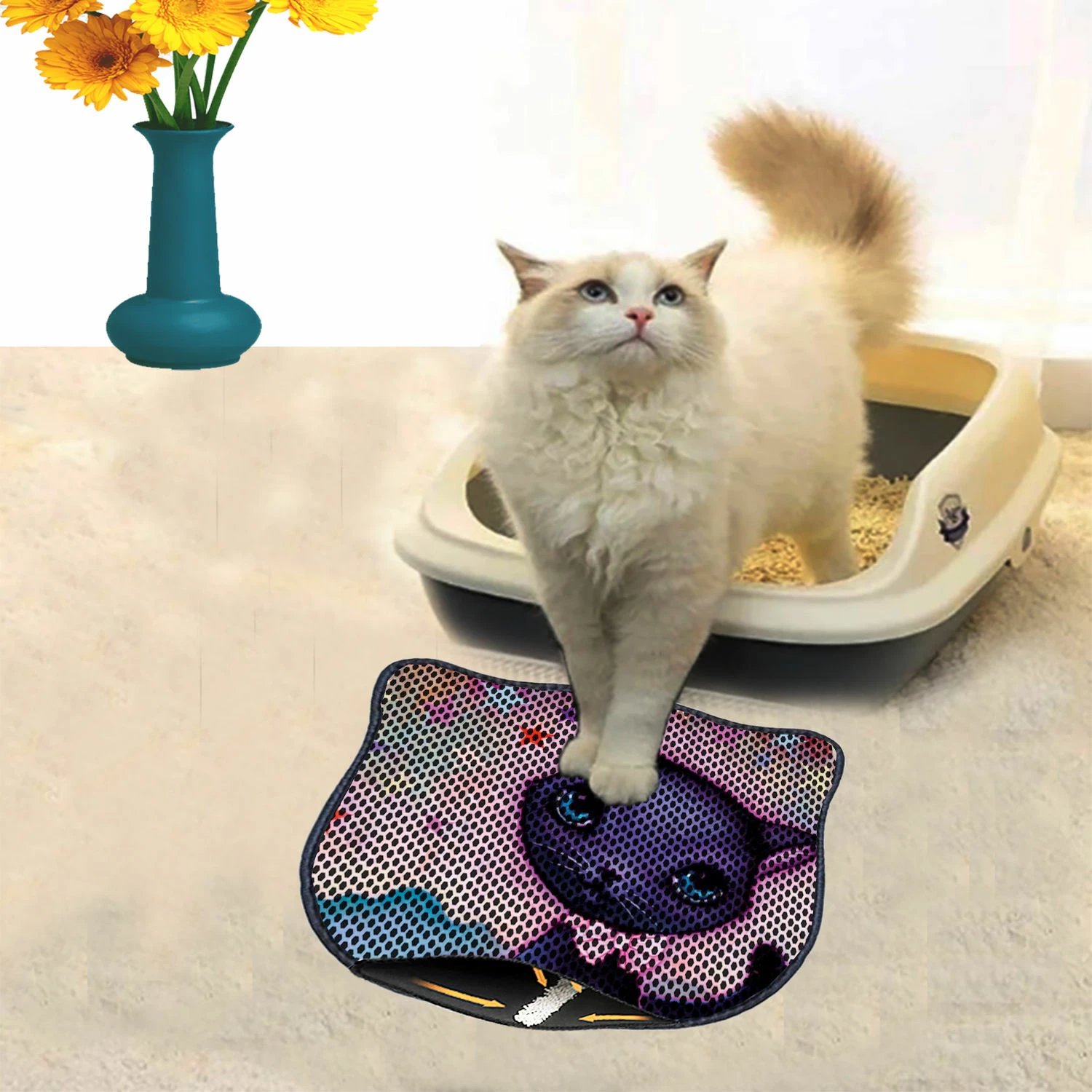 Tapet për rërë maceje, Paws & Whiskers, Kdkafa0112, shumëngjyrësh, 40x50cm
