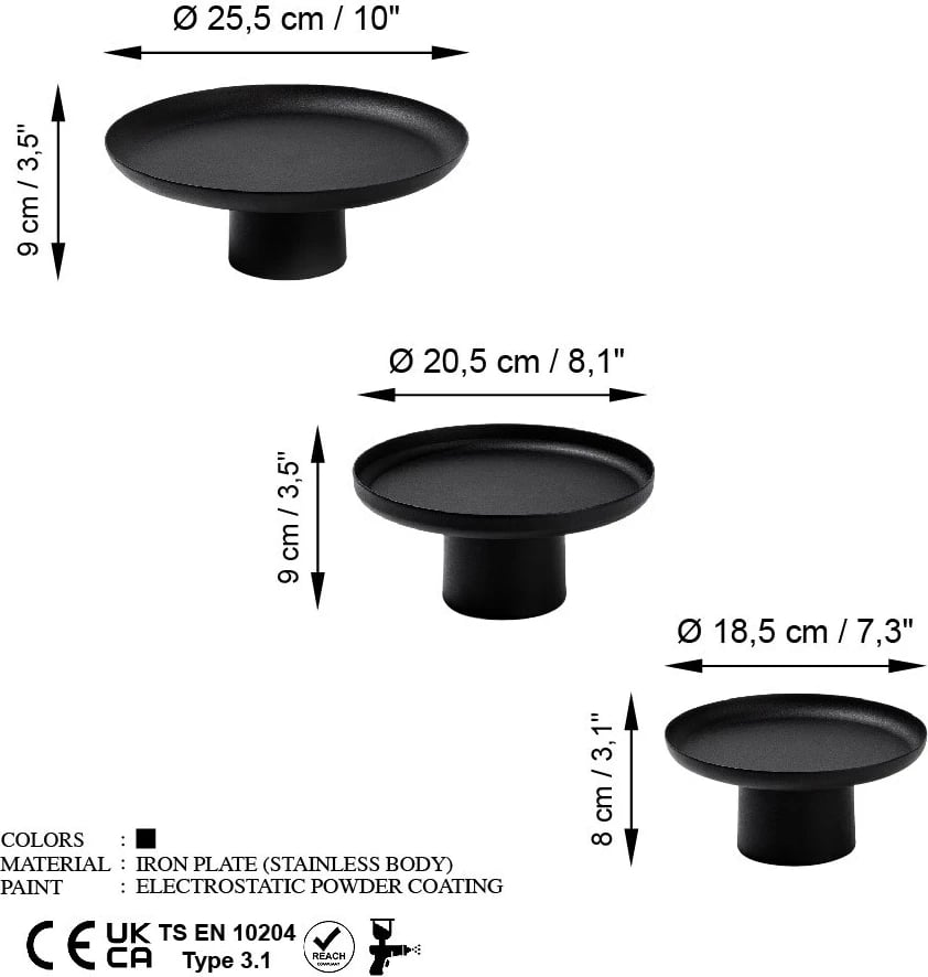 Aksesor dekorativ metalik, set Nısıros, ngjyrë e zezë