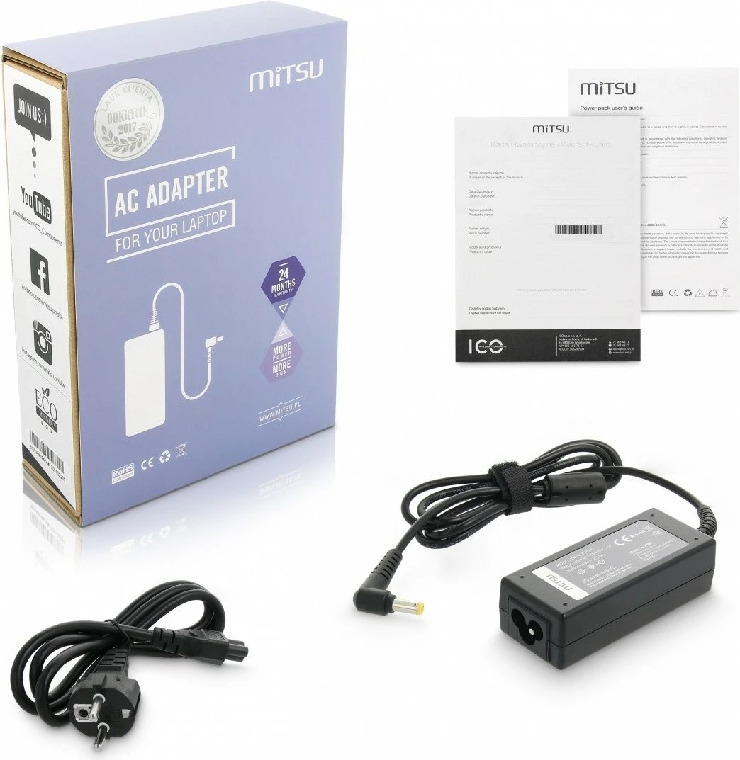 Karikues laptopi Mitsu për Acer, ZM/ACE19237, 19V 2.37A, 45W, i zi