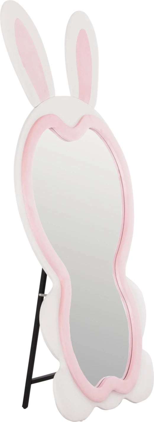 Pasqyrë për fëmijë në formë lepuri, MDF, ngjyrë rozë dhe bardhë, FH4489.01, 80x162 cm.