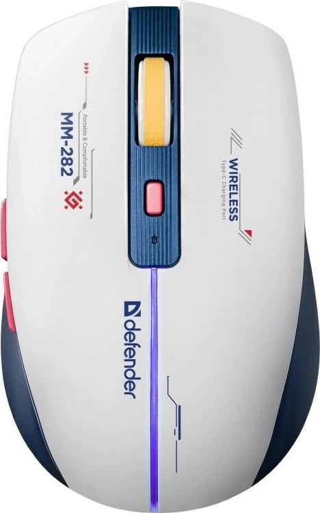 Maus wireless Defender Dila MM-282, 1800dpi, 6 butona, Bardhë