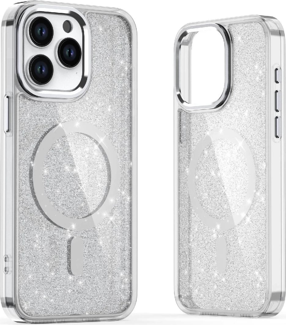 Mbështjellës Hurtel Glitter Case me MagSafe për iPhone 16e, Bardhë