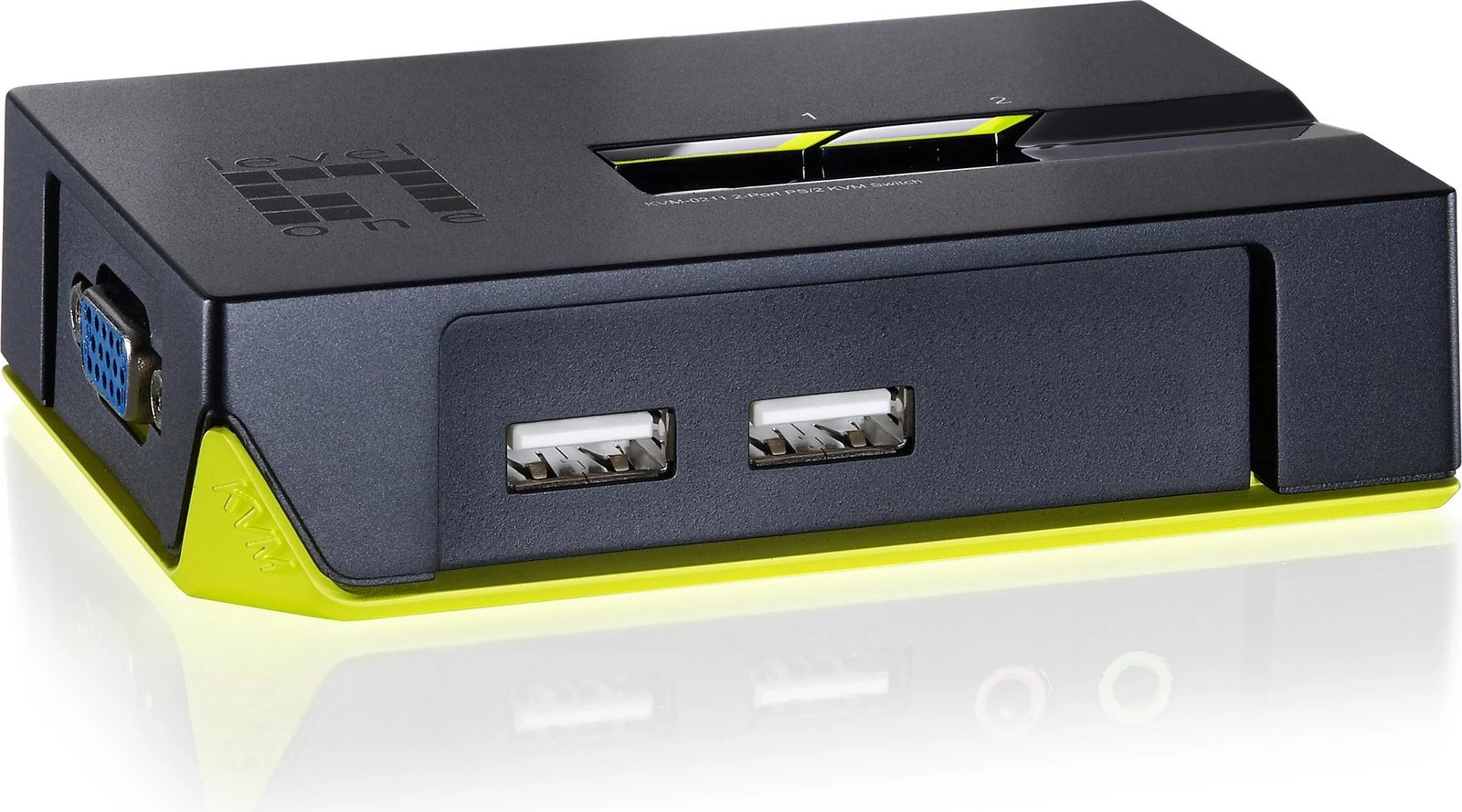 Switch KVM LevelOne 2-Port USB VGA, 2048 x 1536 pixels, Ngjyrë e zezë, e gjelbër