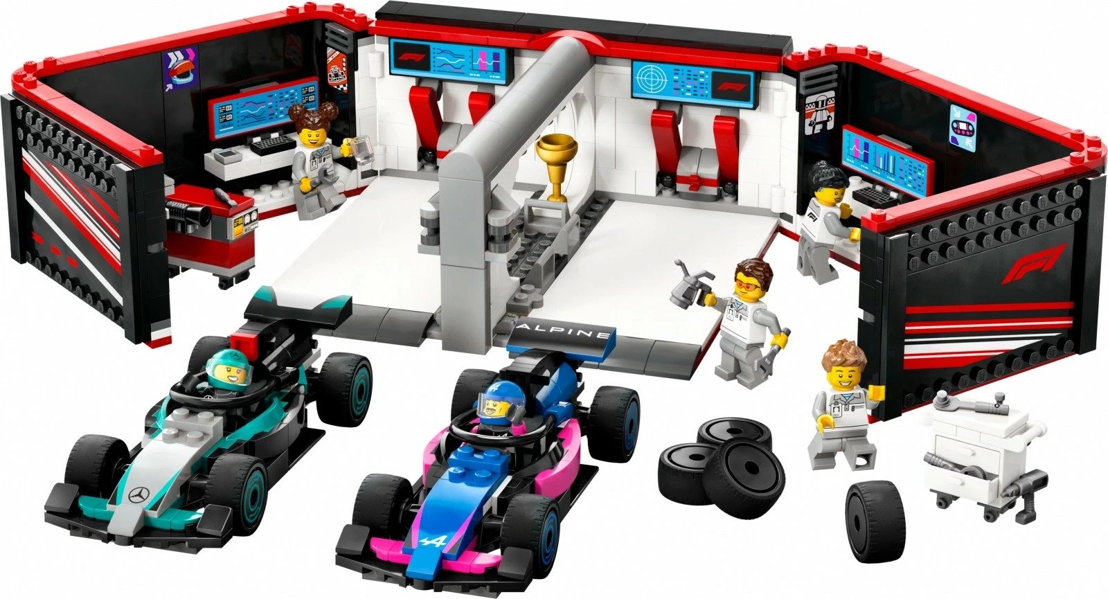 Set ndërtimi LEGO City 60444, F1 Garage & Mercedes-AMG dhe Alpine Race Cars, 678 pjesë