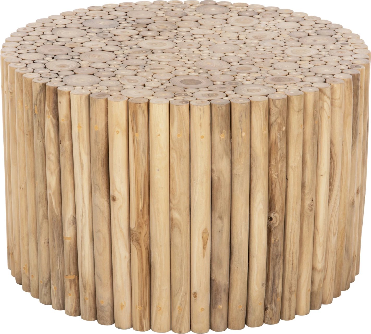 Tavolinë kafeje e rrumbullakët COOTER FH9863 degë TEAK - NATYRALE Φ80x50Hcm