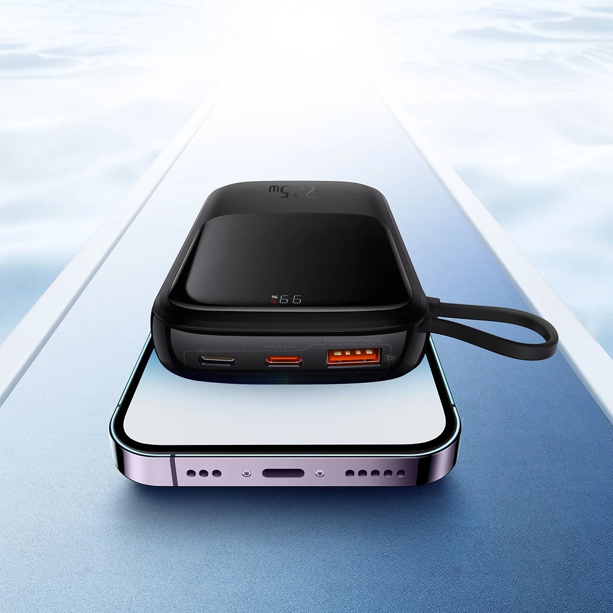 Powerbank Baseus Qpow Pro Overseas Edition 10000mAh, 20W, me kabllo USB-C, e zezë