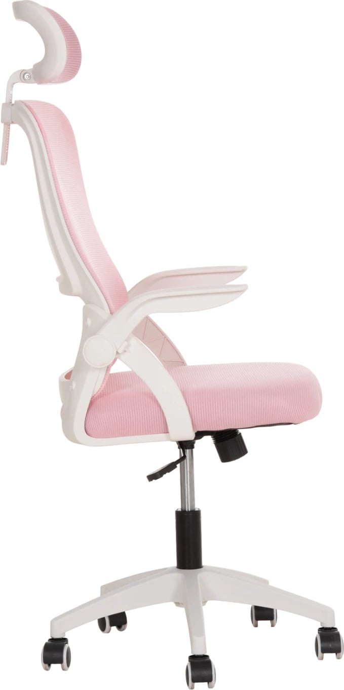 Karrige zyre BLAZER, material rrjete rozë, krahë najloni të bardhë, FH1205.04, 60.5x47x85.5cm