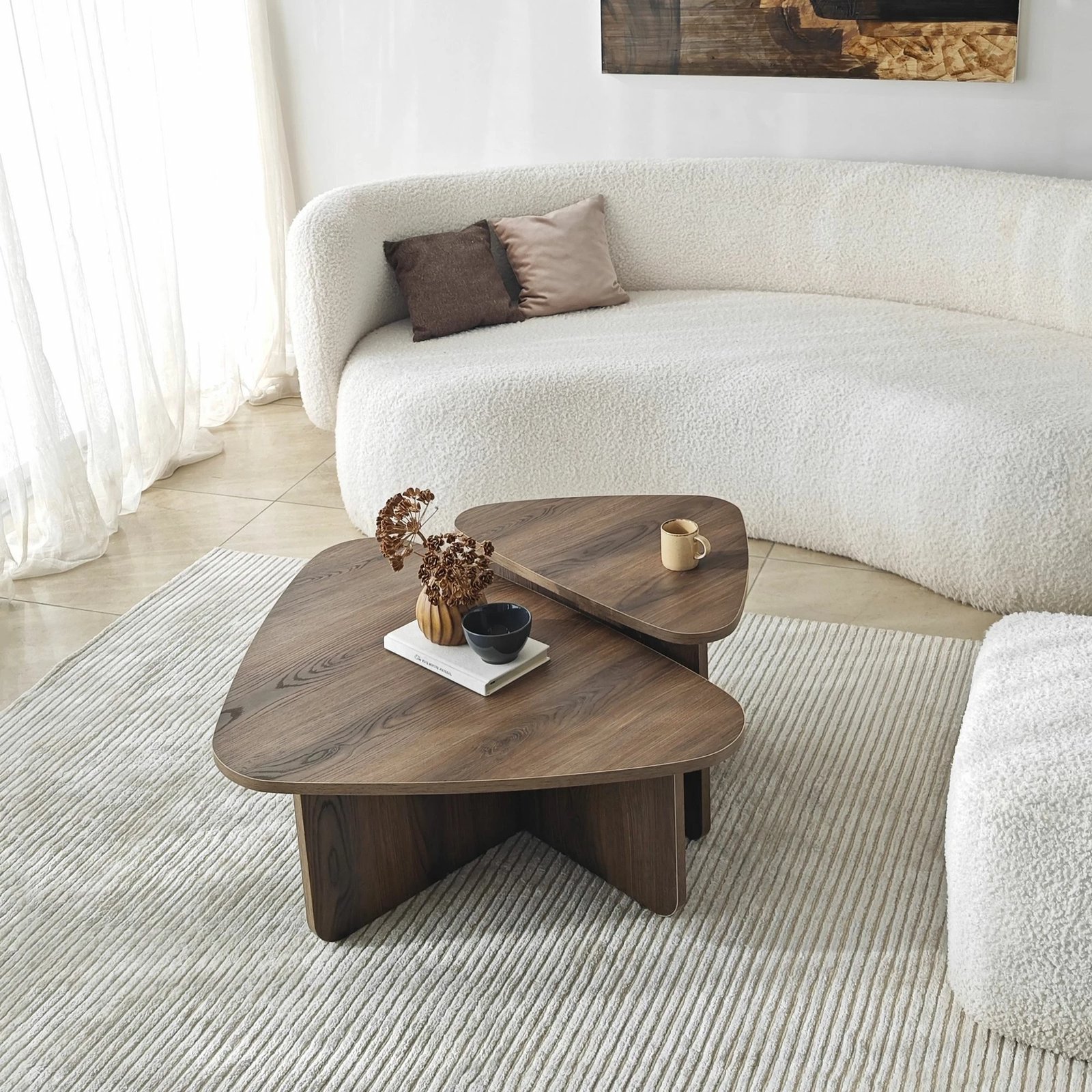Set tavolinash kafeje Hanah Home, Ballare, ngjyrë arre