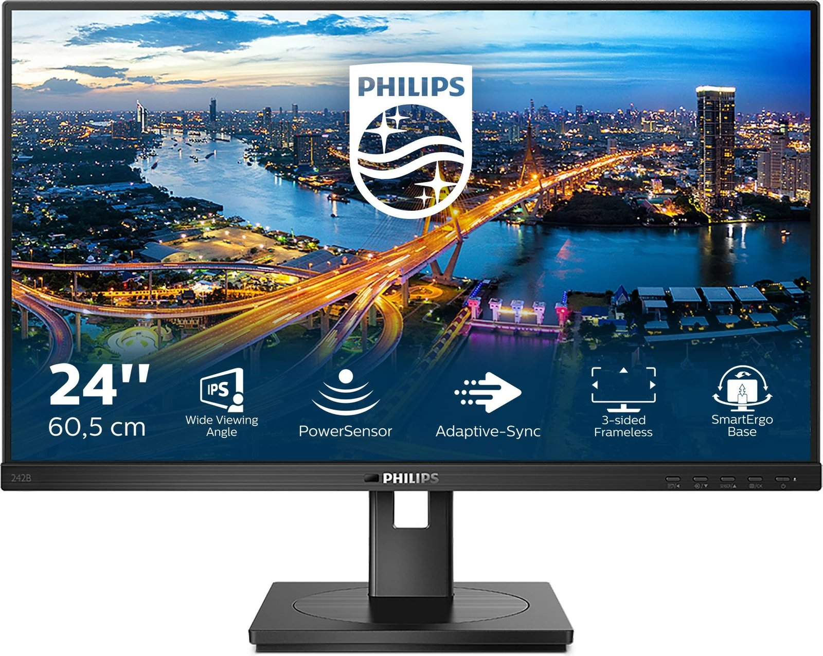 Monitor Philips 242B1 23.8 inç, 16:9, DVI HDMI DP USB Webcam, zi