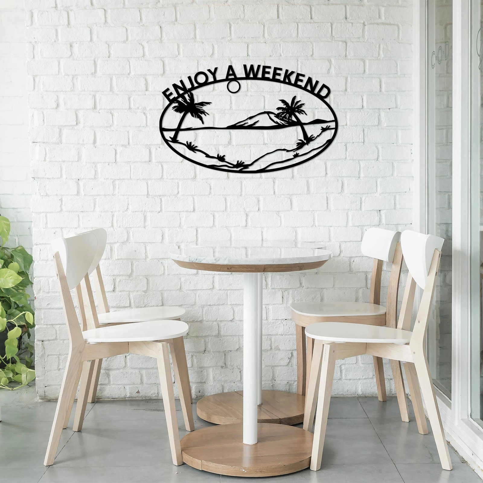 Aksesor dekorativ metalik për mur, Wallity, Enjoy A Weekend, 70x43cm