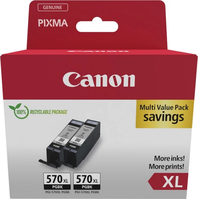 Kartutxh boje, Canon, PGI-570XL 0318C010, XL 22 ml deri 1000 faqe, e zezë, paketë dyshe