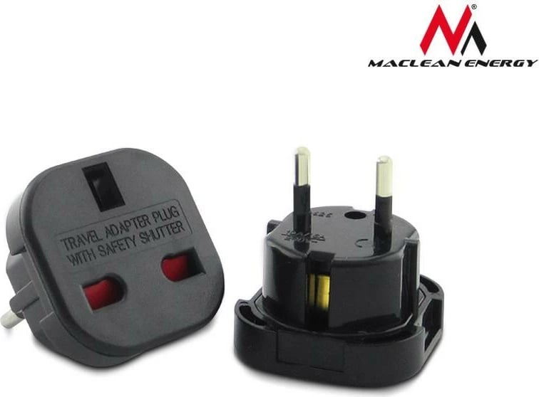 Adapter Maclean MCE72 për prizë EU në UK, i zi