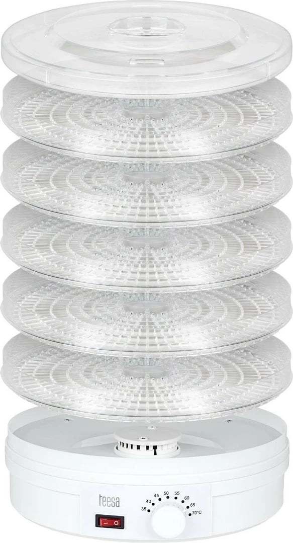 Tharëse ushqimesh, TEESA TSA3030, 250W, 5 sita Ø31 cm, 8 mënyra, temperaturë 35–70°C, e bardhë