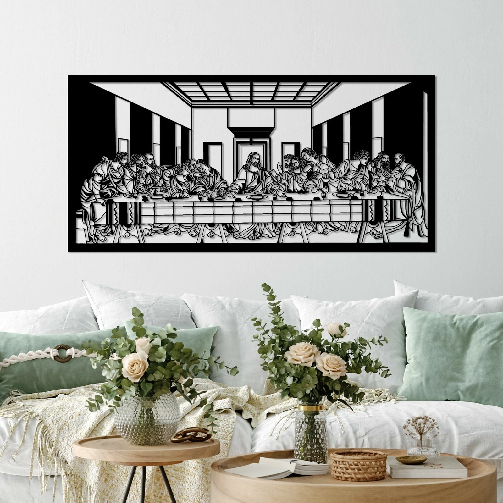 Aksesor dekorativ metalik për mur, Wallity, Davinci, ngjyrë e zezë, 100x48cm