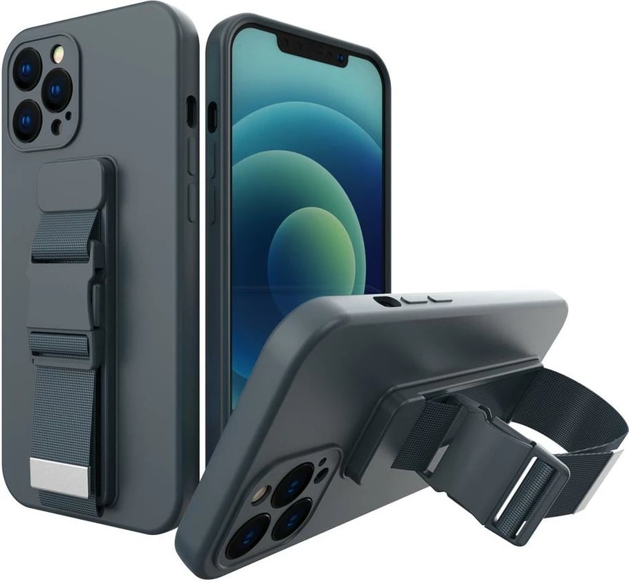 Mbështjellës Hurtel për iPhone 13 Pro, me litar, navy blue