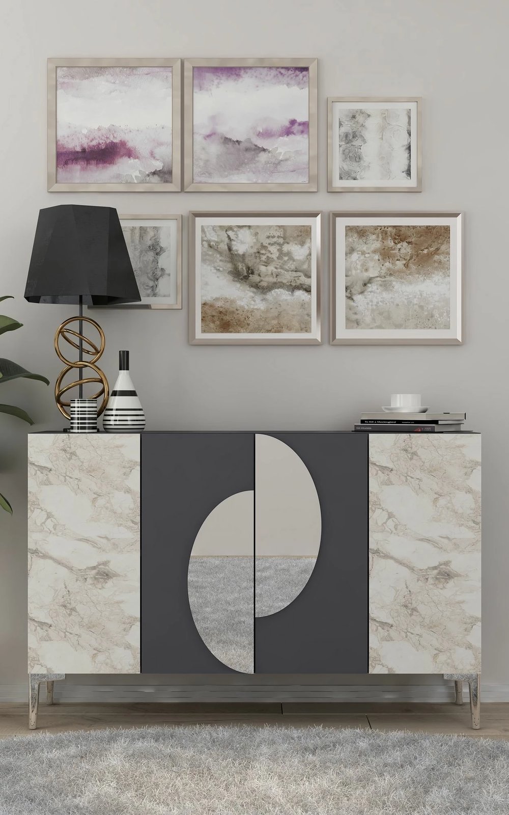 Konsol Skye Decor, Afra KM120, antracit, argjend