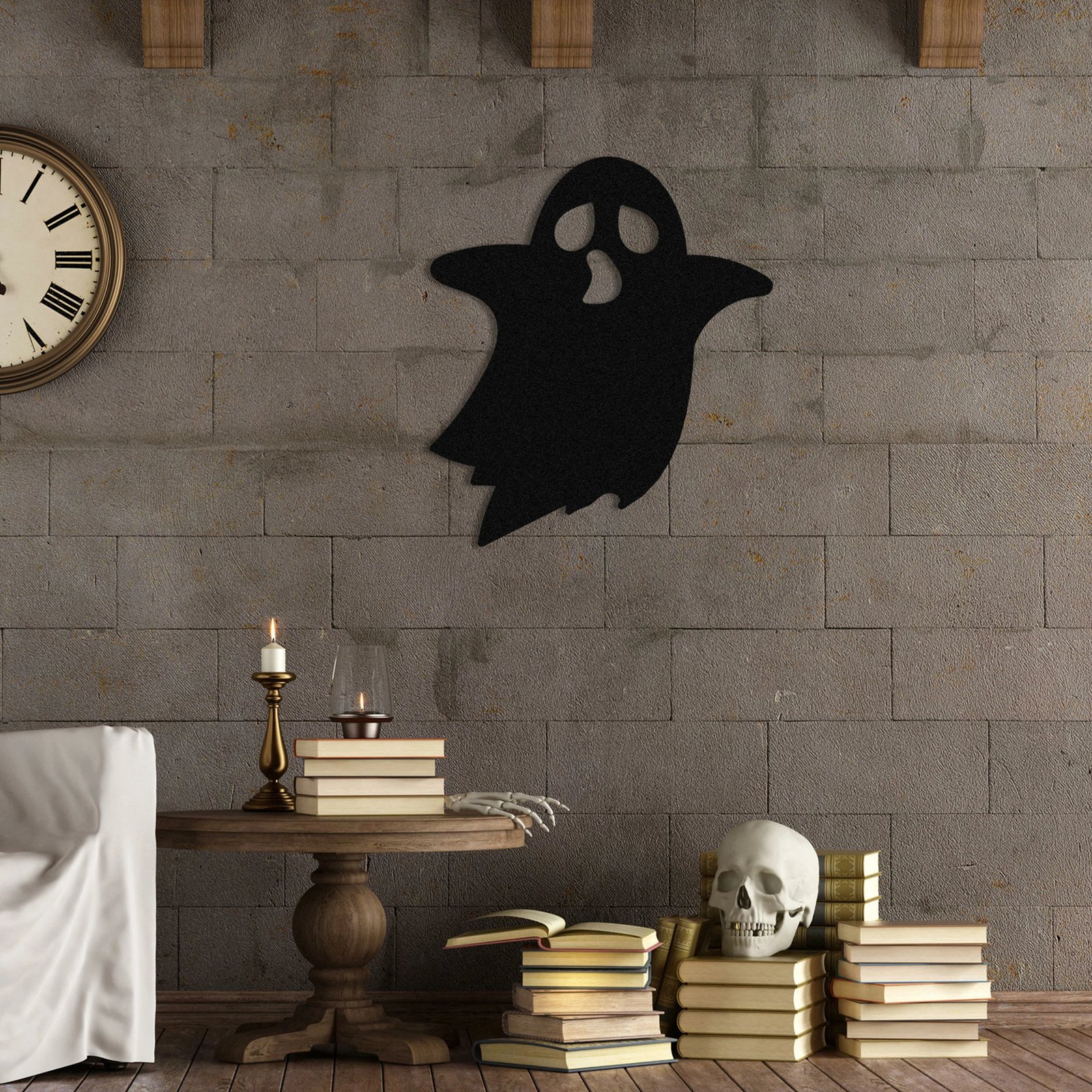 Aksesor metalik dekorativ për mur, Wallity, Halloween 7, ngjyrë e zezë, 44x50cm