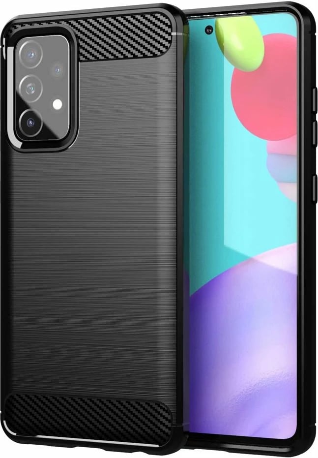 Mbështjellës Hurtel Carbon Case për Samsung Galaxy A72, TPU, i zi