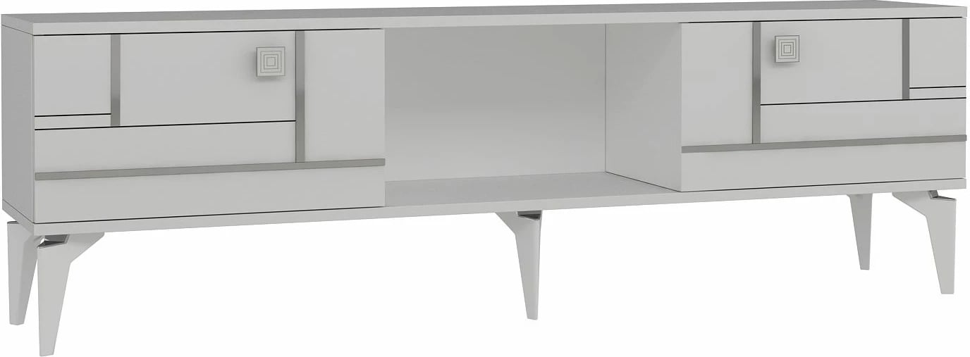 Komodë për TV Skye Decor, e bardhë, argjend