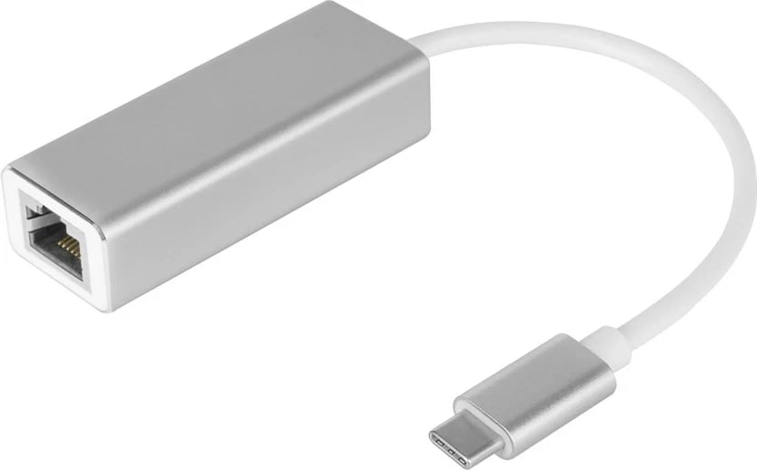 Adapter Kruger & Matz USB Type-C në RJ45 LAN gigabit 10/100/1000 Mb, argjendtë