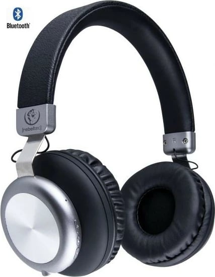 Kufje Bluetooth Rebeltec Mozart, on-ear, me mikrofon, Zezë/Argjendtë