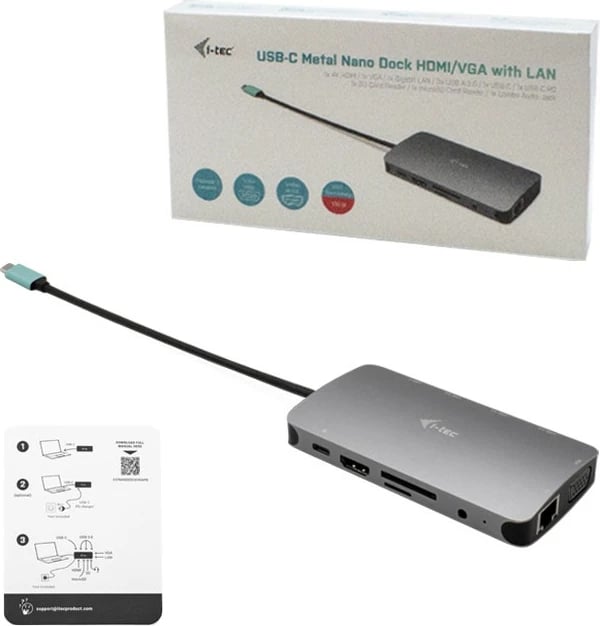 Dock USB-C I-Tec Metal Nano Dock, gri