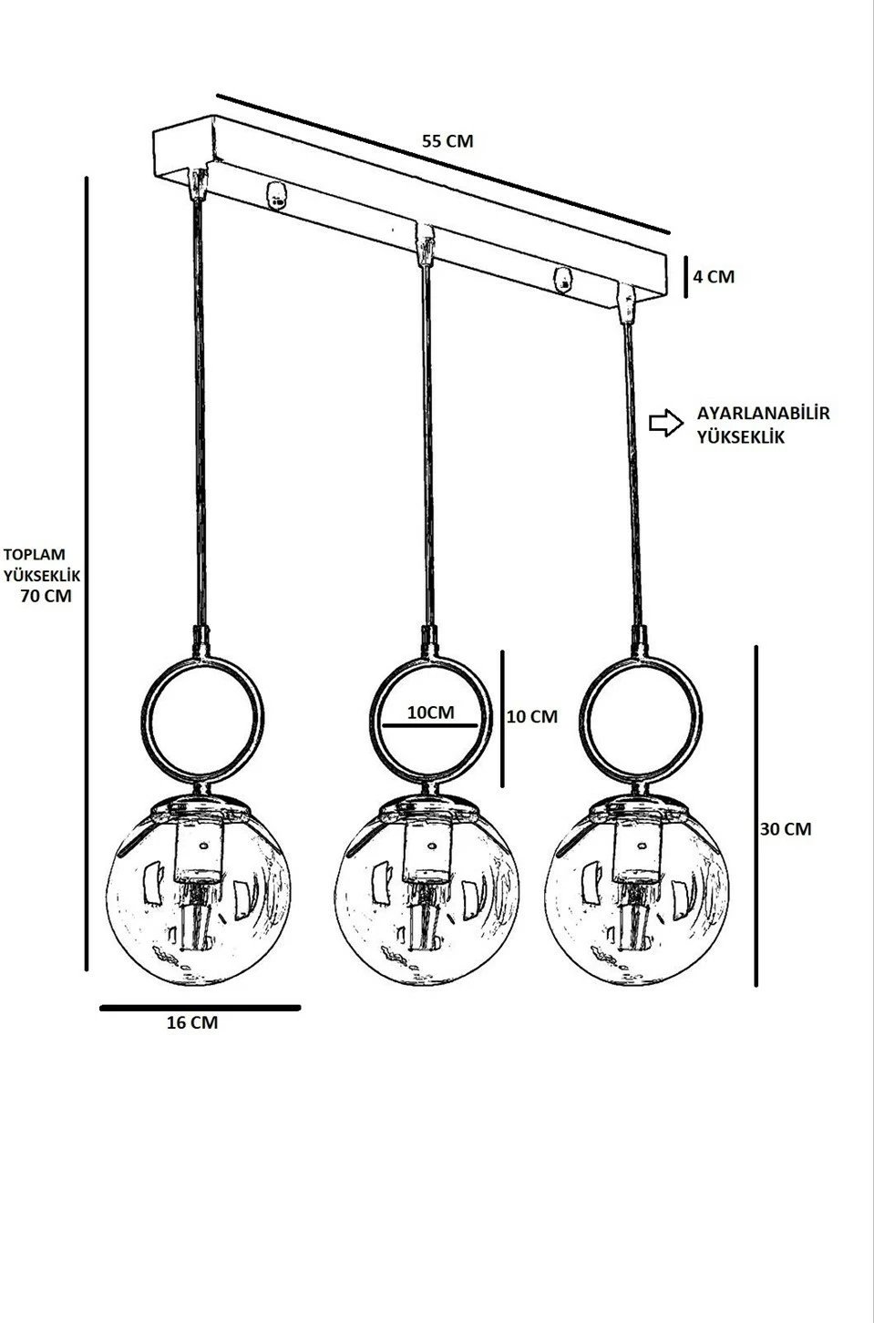 Llambë varëse Opviq, 8487-6, e zezë, lartësi e rregullueshme