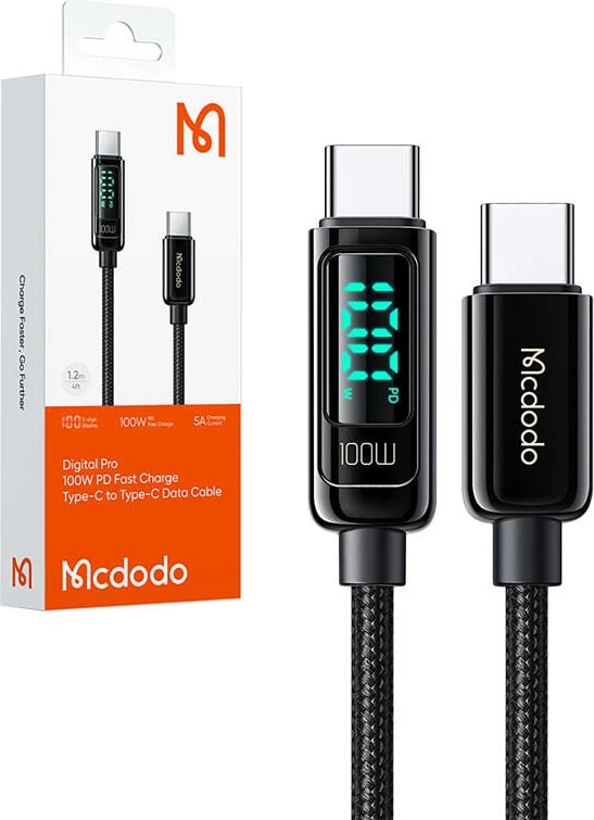 Kabllo USB-C në USB-C Mcdodo CA-8820, 1.2m, 100W, e zezë